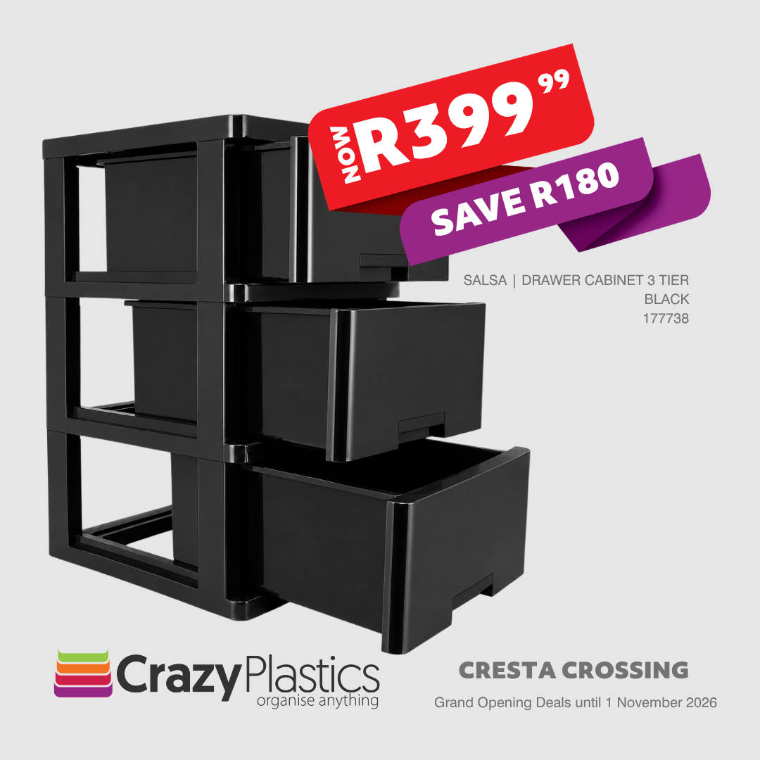 Drawer Cabinet 3 Tier Black