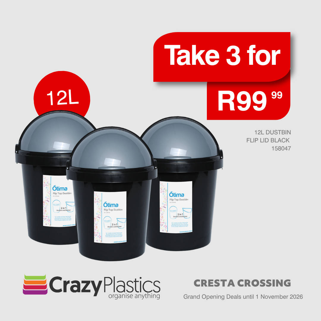 Dustbin 12L Black + Flip Lid