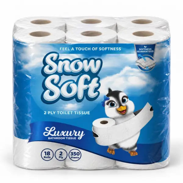 SnowSoft 2-Ply Virgin Toilet Paper 18 Pack - 350 Sheets Per Roll
