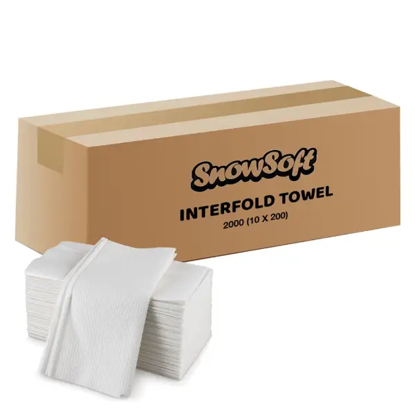 SnowSoft 1-Ply Folded Hand Towels - 2000 Sheets (10 Packs x 200 Sheets)