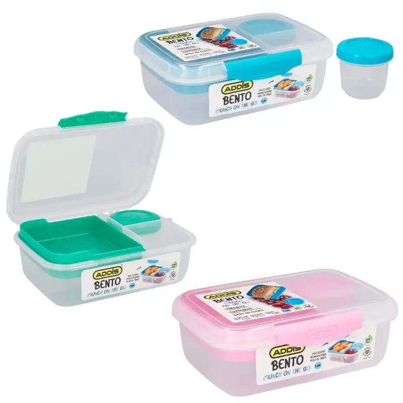 Addis Bento Lunch Box Clear 1.6L (Colour May Vary)