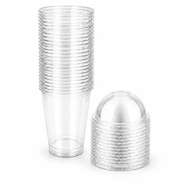 Clear Plastic Cup With Dome Lid 500ml 20 Pack