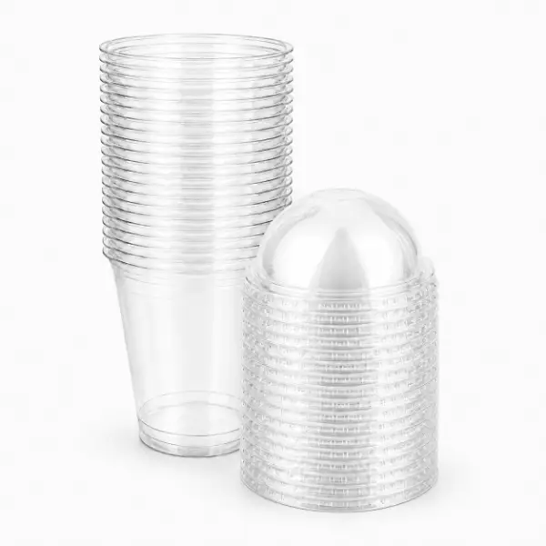 Cup Plastic Pp 350ml + Dome Lid 20pk