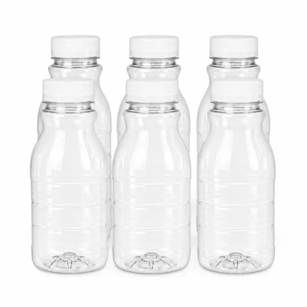 Catering Classic 500ml Clear Plastic Bottles with White Screw Caps - 6 Pack