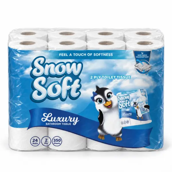 SnowSoft 2-Ply Virgin Toilet Paper 24 Pack - 350 Sheets Per Roll