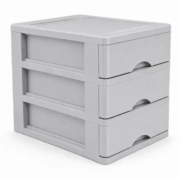 Drawer Desk 3 Tier Silver