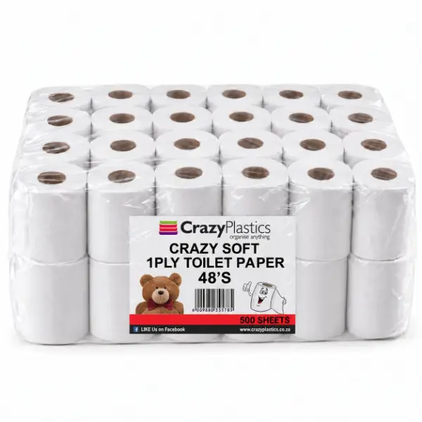 CrazySoft 1-Ply Toilet Paper 48 Pack