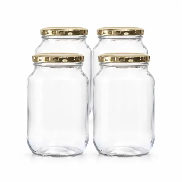 Consol Catering Glass Jars with Gold Lids 1L 4 Pack