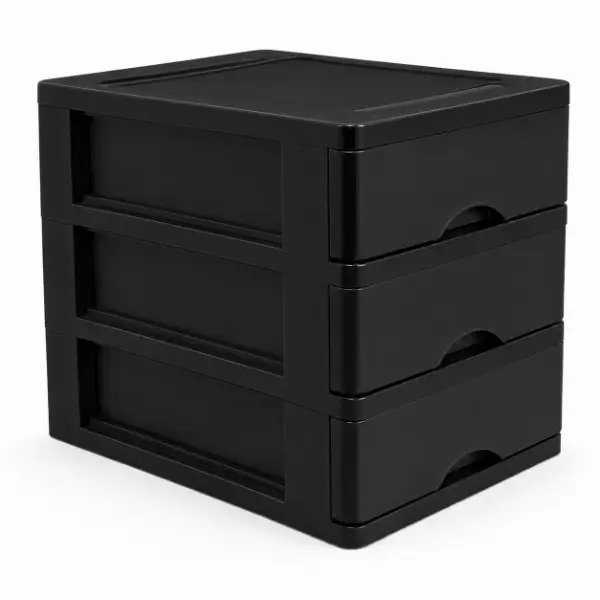 Drawer Desk 3 Tier Black