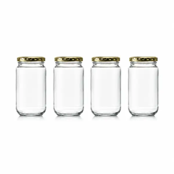 Consol Sheer Glass Jars with Gold Lids 375ml 4 Pack