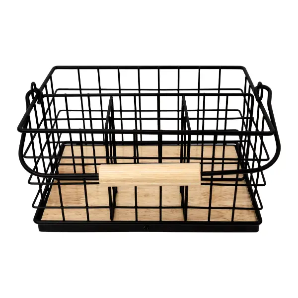 Cutlery Caddy Wire & Wood Blk
