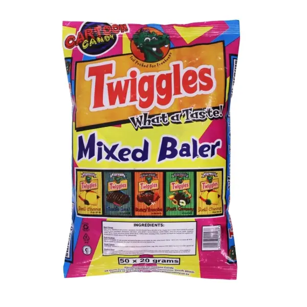 Cartoon Candy Twiggles Mixed Flavour Snacks 50 x 22g