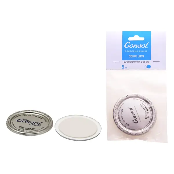 Consol Preserve Jar Dome Lids for 500ml & 1L Jars 5 Pack