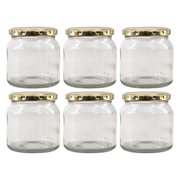 Consol Spread Glass Jars with Gold Lids 250ml 6 Pack