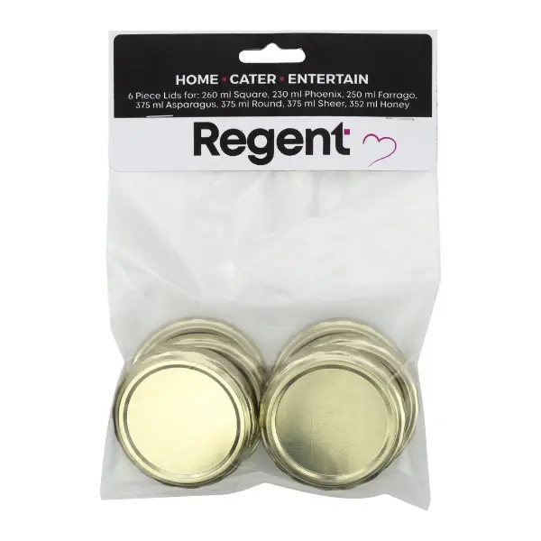 Regent Gold Jar Lids 63mm 6 Pack