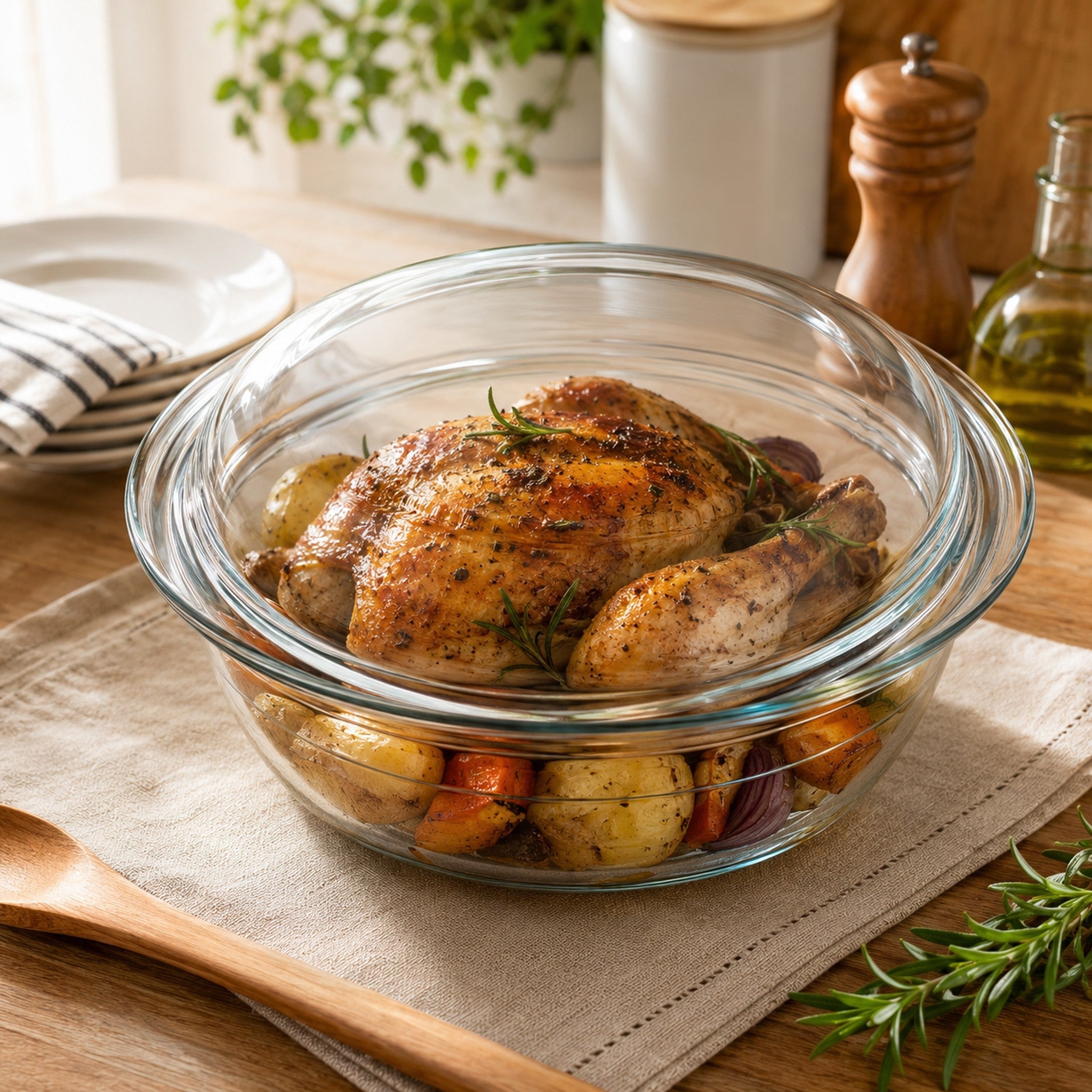 Glass Casserole Rnd & Lid 3,1lt | Crazy Plastics